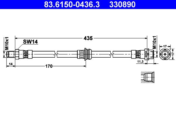 ATE 83.6150-0436.3 Brake Hose