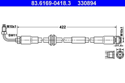 Brake Hose ATE 83.6169-0418.3