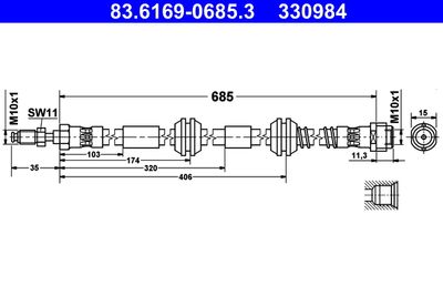 Brake Hose ATE 83.6169-0685.3