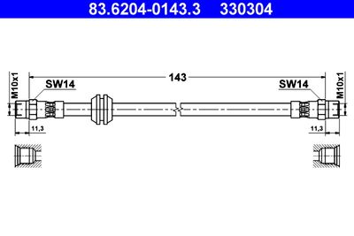 Brake Hose ATE 83.6204-0143.3