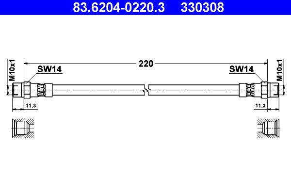 ATE 83.6204-0220.3 Brake Hose