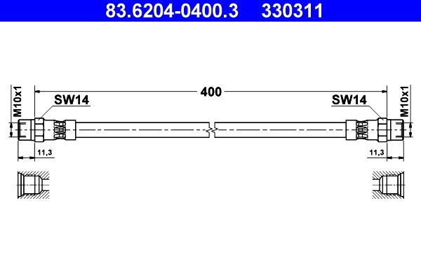 ATE 83.6204-0400.3 Brake Hose