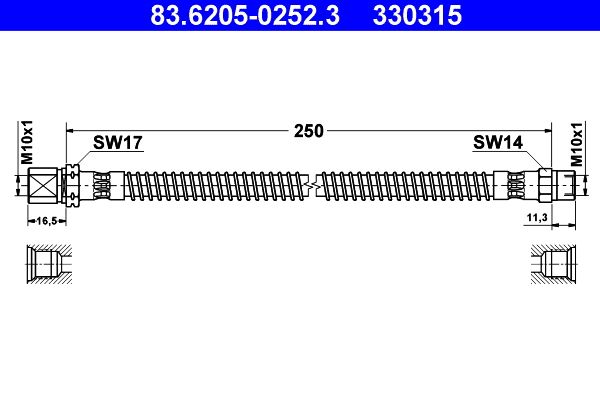 ATE 83.6205-0252.3 Brake Hose