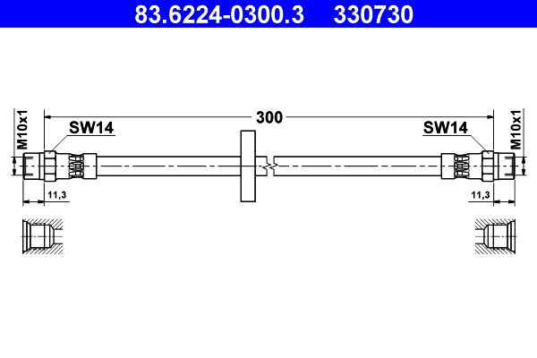 ATE 83.6224-0300.3 Brake Hose