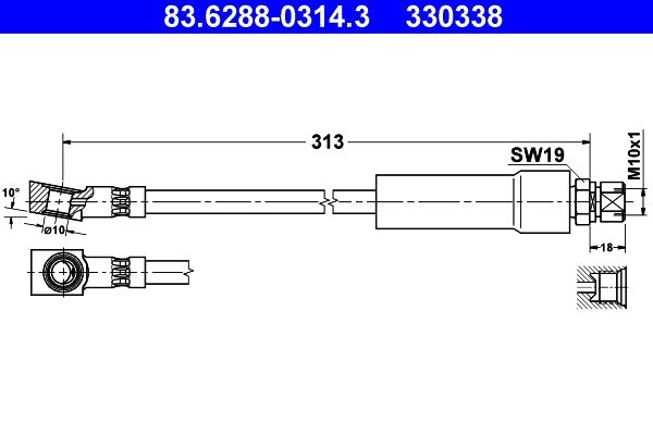 ATE 83.6288-0314.3 Brake Hose
