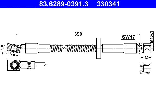 ATE 83.6289-0391.3 Brake Hose