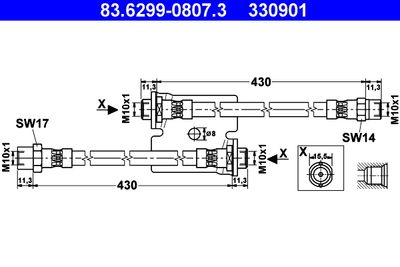 Brake Hose ATE 83.6299-0807.3
