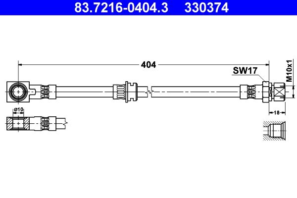 ATE 83.7216-0404.3 Brake Hose