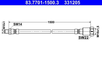 Connecting Hose, brake pressure tester ATE 83.7701-1500.3
