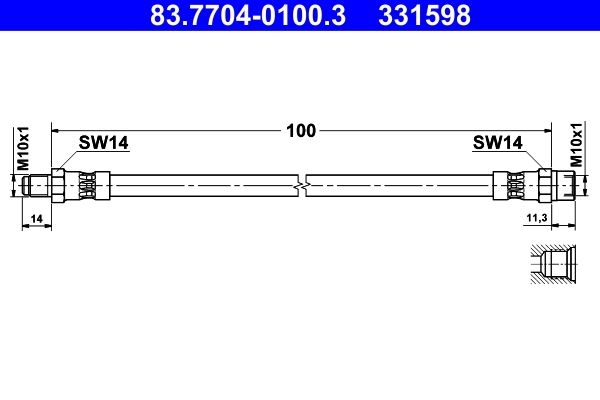 ATE 83.7704-0100.3 Brake Hose