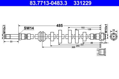 Brake Hose ATE 83.7713-0483.3
