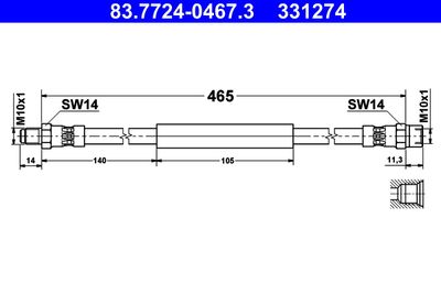 Brake Hose ATE 83.7724-0467.3