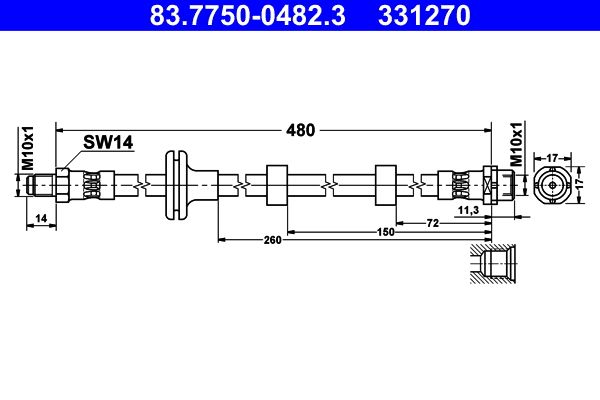 ATE 83.7750-0482.3 Brake Hose