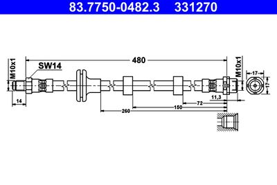 Brake Hose ATE 83.7750-0482.3