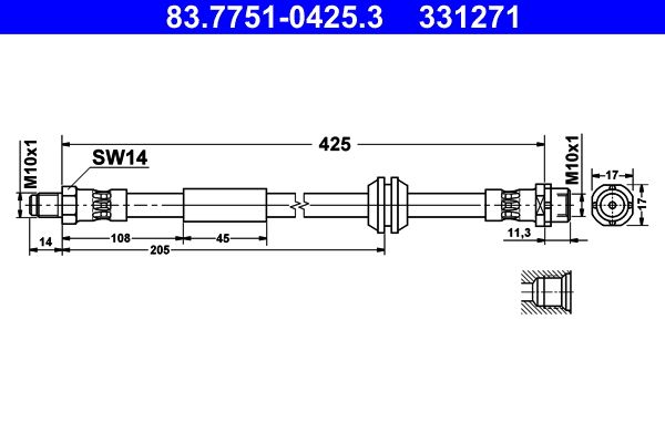 ATE 83.7751-0425.3 Brake Hose