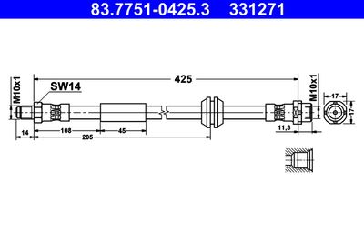 Brake Hose ATE 83.7751-0425.3