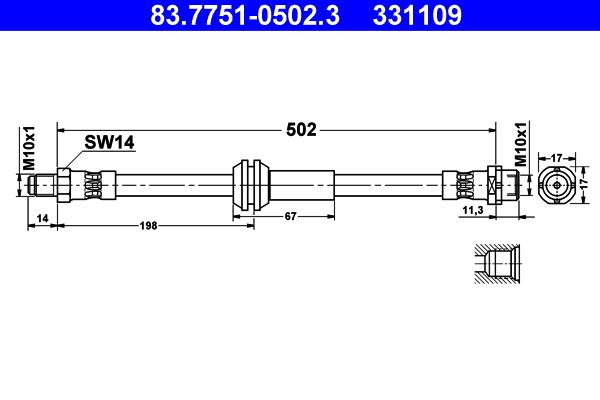 ATE 83.7751-0502.3 Brake Hose