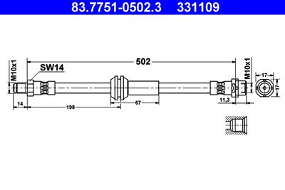 Brake Hose ATE 83.7751-0502.3