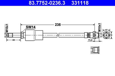 Brake Hose ATE 83.7752-0236.3