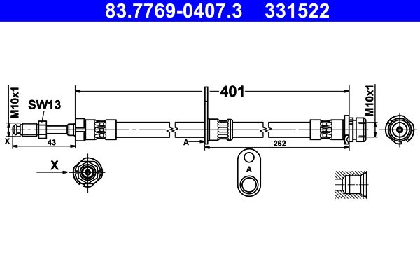 ATE 83.7769-0407.3 Brake Hose