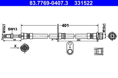 Brake Hose ATE 83.7769-0407.3