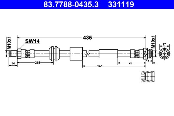 ATE 83.7788-0435.3 Brake Hose