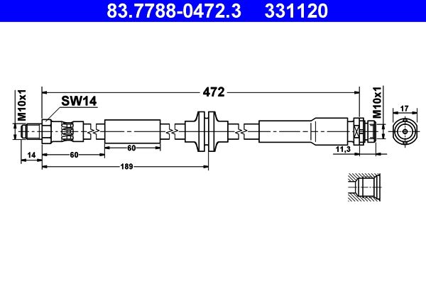 ATE 83.7788-0472.3 Brake Hose