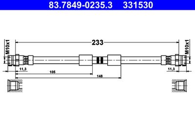 Brake Hose ATE 83.7849-0235.3