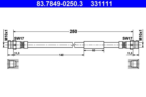 ATE 83.7849-0250.3 Brake Hose