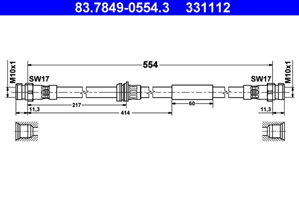 ATE 83.7849-0554.3 Brake Hose