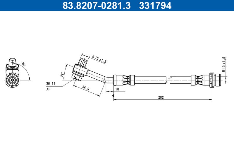 ATE 83.8207-0281.3 Brake Hose