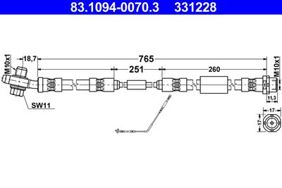 Brake Hose ATE 83.1094-0070.3