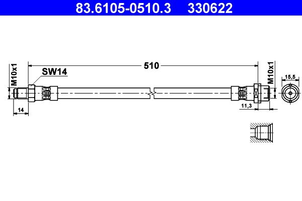 ATE 83.6105-0510.3 Brake Hose