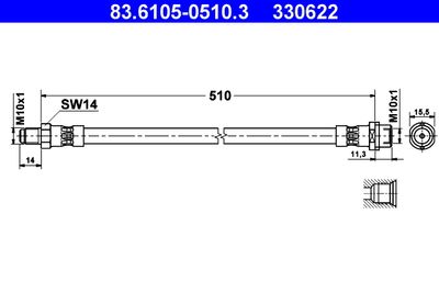 Brake Hose ATE 83.6105-0510.3