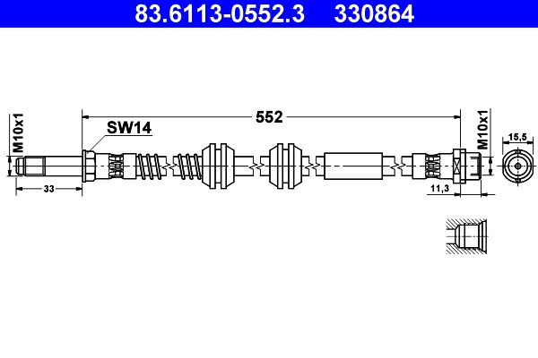 ATE 83.6113-0552.3 Brake Hose