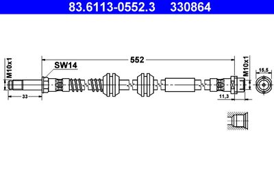 Brake Hose ATE 83.6113-0552.3