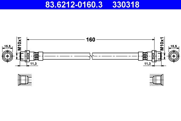 ATE 83.6212-0160.3 Brake Hose