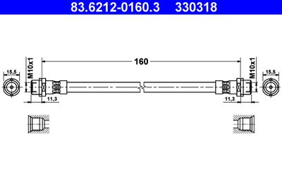 Brake Hose ATE 83.6212-0160.3