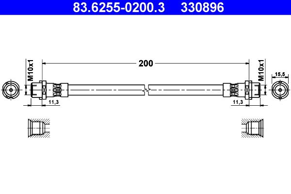 ATE 83.6255-0200.3 Brake Hose