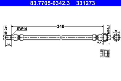 Brake Hose ATE 83.7705-0342.3