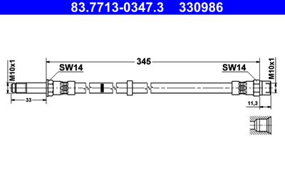 Brake Hose ATE 83.7713-0347.3