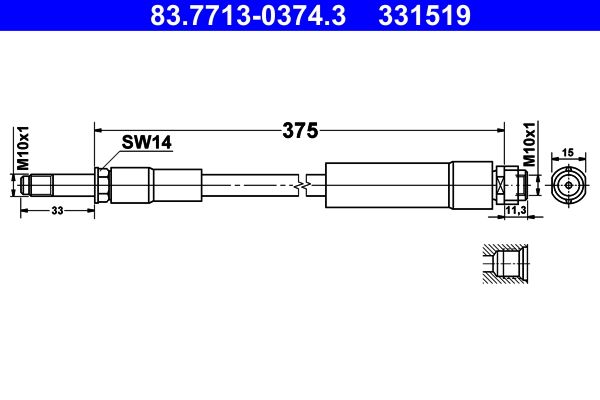 ATE 83.7713-0374.3 Brake Hose