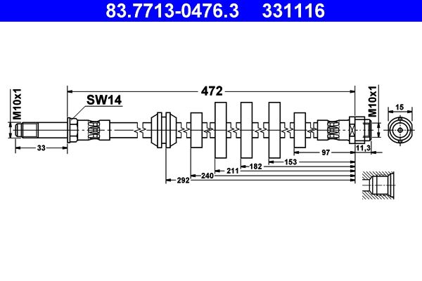 ATE 83.7713-0476.3 Brake Hose