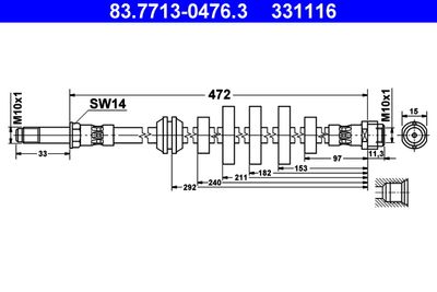 Brake Hose ATE 83.7713-0476.3
