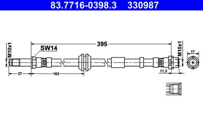 Brake Hose ATE 83.7716-0398.3