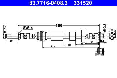 Brake Hose ATE 83.7716-0408.3