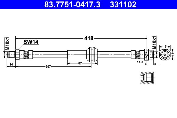ATE 83.7751-0417.3 Brake Hose