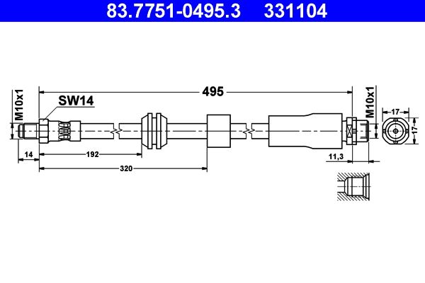 ATE 83.7751-0495.3 Brake Hose