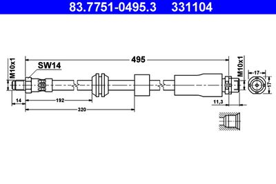 Brake Hose ATE 83.7751-0495.3