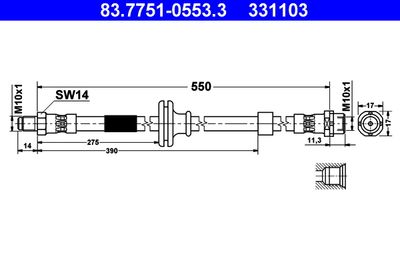Brake Hose ATE 83.7751-0553.3